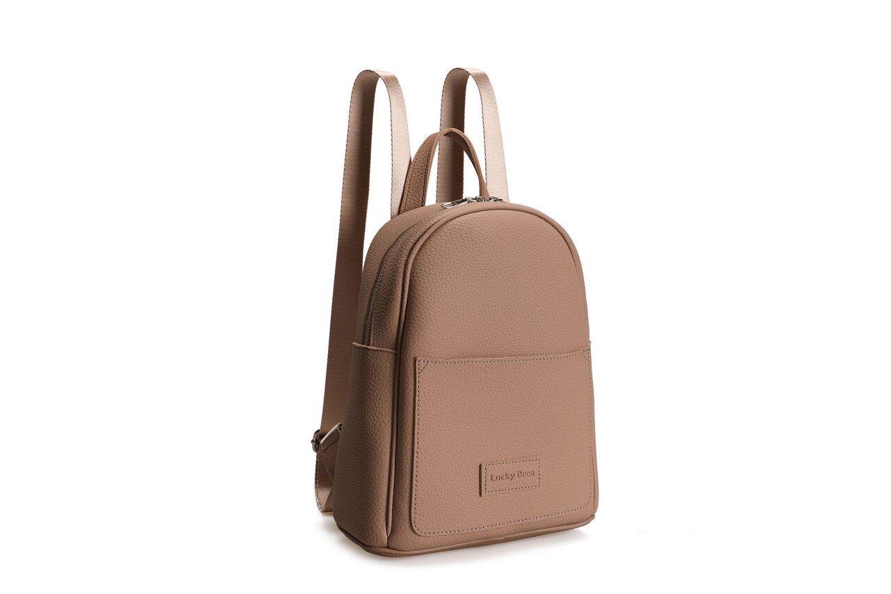 Rucsac, Lucky Bees, 528 Camel, piele ecologica, nisipiu - imagine 7